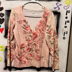 Christopher & Banks Pink Floral Sweater